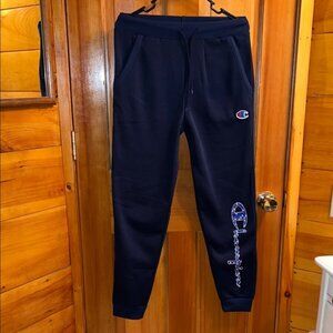 Champion Dark Blue Joggers with Logo Detail